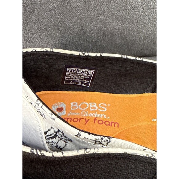 Skechers Bobs For Dogs Black White Women's 7 Slip On Flat Shoes Memory Foam - Picture 3 of 11